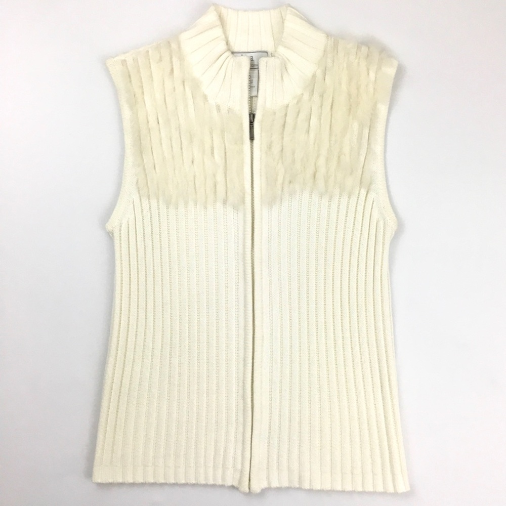 Faux Fur Trimmed Sweater Vest